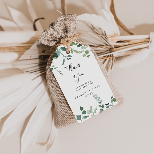 Etiqueta Para Presente Calliografia Script Foliage Casamento Obrigado (Criador carregado)