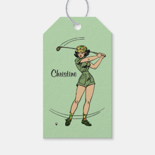 Etiqueta Para Presente Calma para o Golfe Pessoal Lady Golfer Green