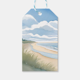 Etiqueta Para Presente Caminhada na Praia | Aquarela do Oceano Costeiro