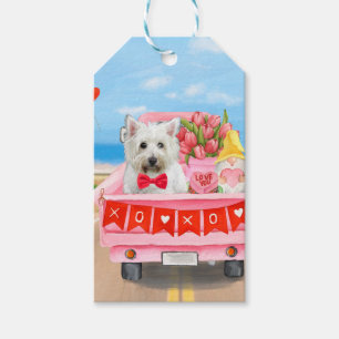 Etiqueta Para Presente Caminhão do Dia dos Namorados do Terrier Branco do