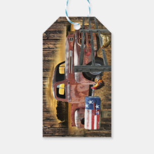 Etiqueta Para Presente Caminhão Vermelho Antiquado Vintage Caminhão Faz
