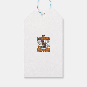 Etiqueta Para Presente Camisa Dachshund Halloween Bruxa Vassoura Anda no