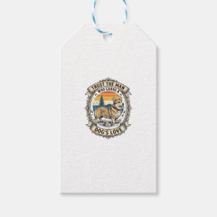 Etiqueta Para Presente Camisa de Amante de Corgi Design de Gravura Vintag