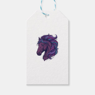 Etiqueta Para Presente Camisa de arte de cabeça de cavalo colorida gravad