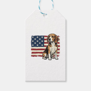 Etiqueta Para Presente Camisa de Cachorro com Bandeira Patriótica Beagle
