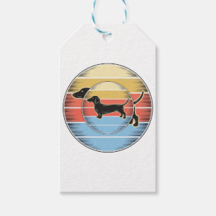 Etiqueta Para Presente Camisa de cachorro vintage dachshund pôr do sol re