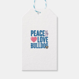 Etiqueta Para Presente Camisa de Cachorro Vintage de Paz e Amor Bulldog D
