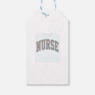 Etiqueta Para Presente Camisa de Enfermeira com Letras de Universidade Fl