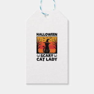 Etiqueta Para Presente Camisa de Gravura Vintage Dama do Gato Assustador 