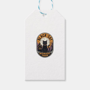 Etiqueta Para Presente Camisa de Halloween de Gato Preto Charme da Meia-N