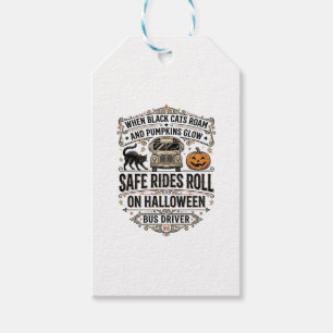 Etiqueta Para Presente Camisa de Motorista de Ônibus de Halloween Vintage