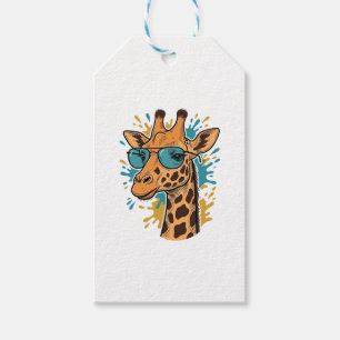 Etiqueta Para Presente Camisa de Óculos de Sol Girafa Legal Gravada Vinta