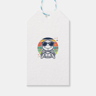 Etiqueta Para Presente Camisa de Praia Óculos de Sol Tartaruga Tropical V