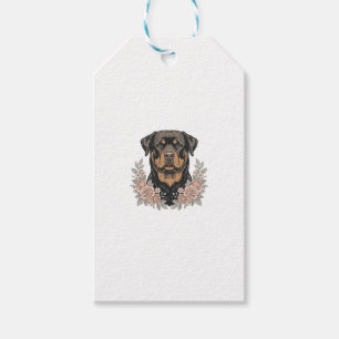 Etiqueta Para Presente Camisa de retrato floral de Rottweiler vintage Des
