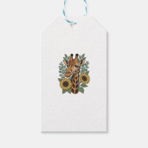 Etiqueta Para Presente Camisa Floral de Girassol Girafa Gravada Vintage_1