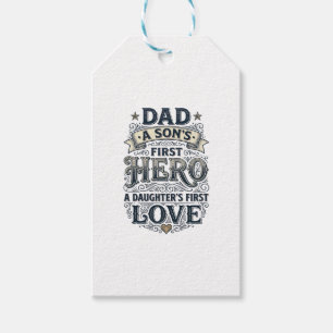 Etiqueta Para Presente Camisa Pai Filho Herói Filha Amor Tipografia Vinta