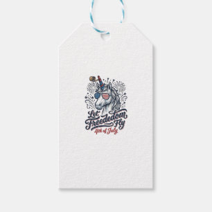 Etiqueta Para Presente Camisa Patriótica Unicórnio 4 de Julho Liberdade V