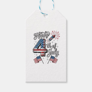 Etiqueta Para Presente Camisa Patriótica Vintage Feliz 4 de Julho Fogos d