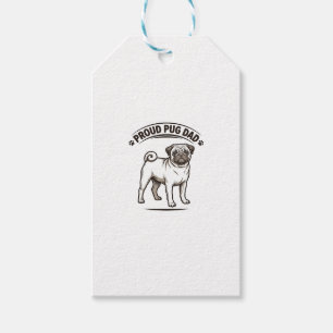 Etiqueta Para Presente Camisa Pug Dad Gravura Vintage Design Pai Cachorro