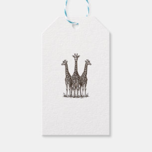 Etiqueta Para Presente Camisa Safari Gravura Pôr do Sol Girafa Vintage_1