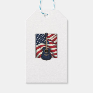 Etiqueta Para Presente Camisa Vetorial da Bandeira Patriótica da Guitarra