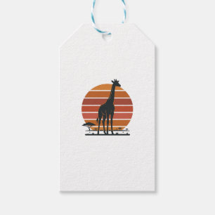 Etiqueta Para Presente Camisa Vetorial Vintage Giraffe Sunset Safari Desi