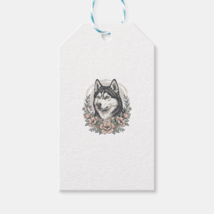 Etiqueta Para Presente Camisa Vintage Husky Floral Portrait Design_1