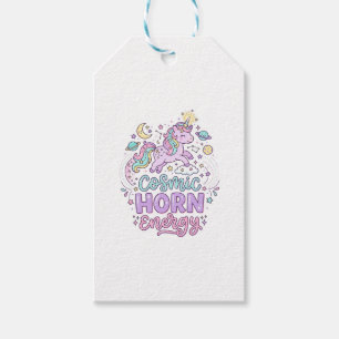 Etiqueta Para Presente Camiseta Gráfica Unicórnio Chifre Cósmico Energia