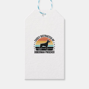 Etiqueta Para Presente Camiseta Gráfica Vintage Doberman Pinscher Pôr do