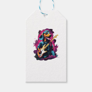 Etiqueta Para Presente Camiseta Guitarra Punk Dachshund Dog Guitarist