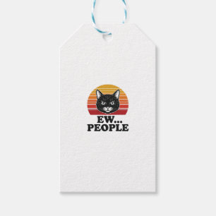 Etiqueta Para Presente Camiseta Retro Pôr do Sol Gente Chata Gato Preto E