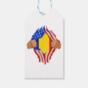 Etiqueta Para Presente Camiseta Sangue Romeno Dentro de Mim Bandeira da R