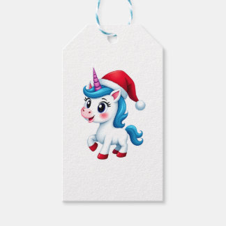 Etiqueta Para Presente Camiseta sem Mangas Unicórnios Natal_Papai Noel Un