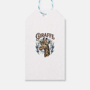 Etiqueta Para Presente Camiseta Vintage Girafa Relâmpago Desenho Gravado_