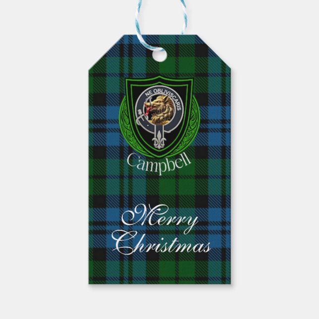 Etiqueta Para Presente Campbell Scottish Clan Tartan & Crest (Frente)