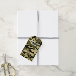 Etiqueta Para Presente Camuflagem Verde, Marrom, Bege e Preto