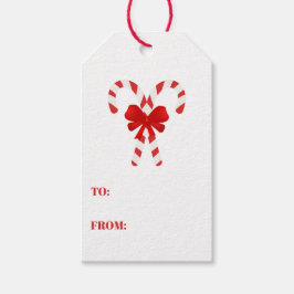 Etiqueta Para Presente Cana Festiva de Cané Vermelha de Natal listrada