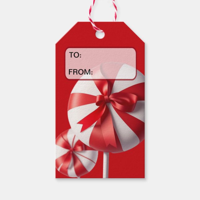 Etiqueta Para Presente Candy Cane Lollies/red/Gift (Frente)