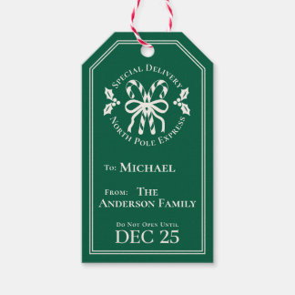 Etiqueta Para Presente Candy Cane North Pole Express Entrega Especial