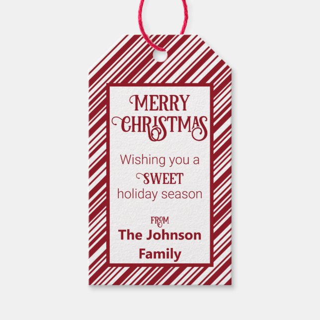 Etiqueta Para Presente Candy Cane Retro (Frente)