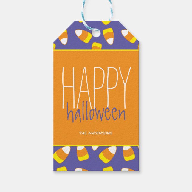 Etiqueta Para Presente Candy Corn Happy Halloween (Frente)