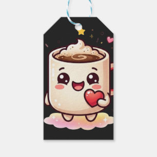 Etiqueta Para Presente Caneca de Chocolate Quente Kawaii Fofa com Ilustra