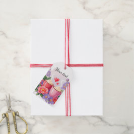Etiqueta Para Presente Canecas de Cacau de São Valentão com Flores e Cora