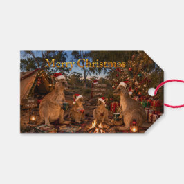 Etiqueta Para Presente Canguru de Natal Acampando