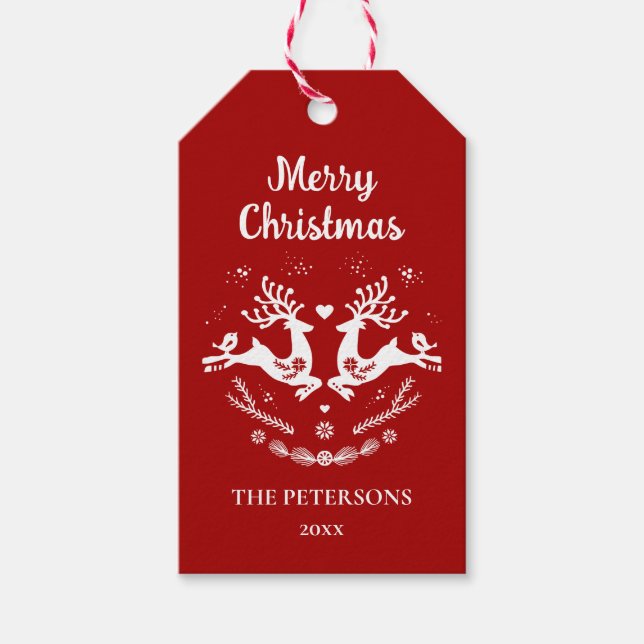 Etiqueta Para Presente Canto Festivo Escandi Vermelho, Velho Natal (Frente)