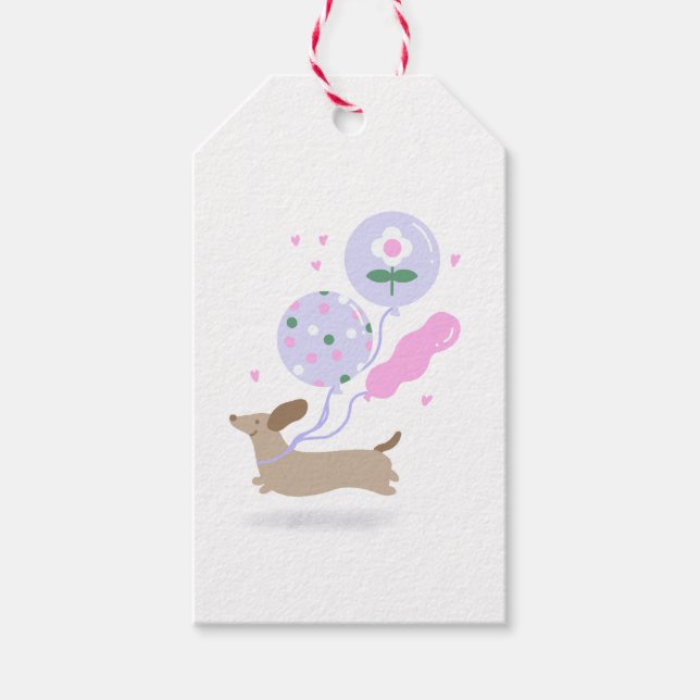 Etiqueta Para Presente Cão Cachshund Weiner Cão Cachinho Rosa (Frente)