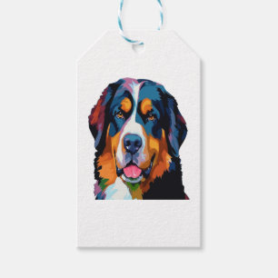 Etiqueta Para Presente Cão de Montanha Bernês Colorido