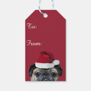 Etiqueta Para Presente Cão do pug do Natal