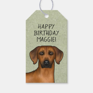 Etiqueta Para Presente Cão Leão Africano Rhodesian Ridgeback Raça Verde