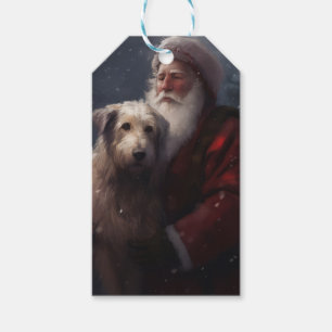 Etiqueta Para Presente Cão-lobo Com Papai Noel Natal Festivo